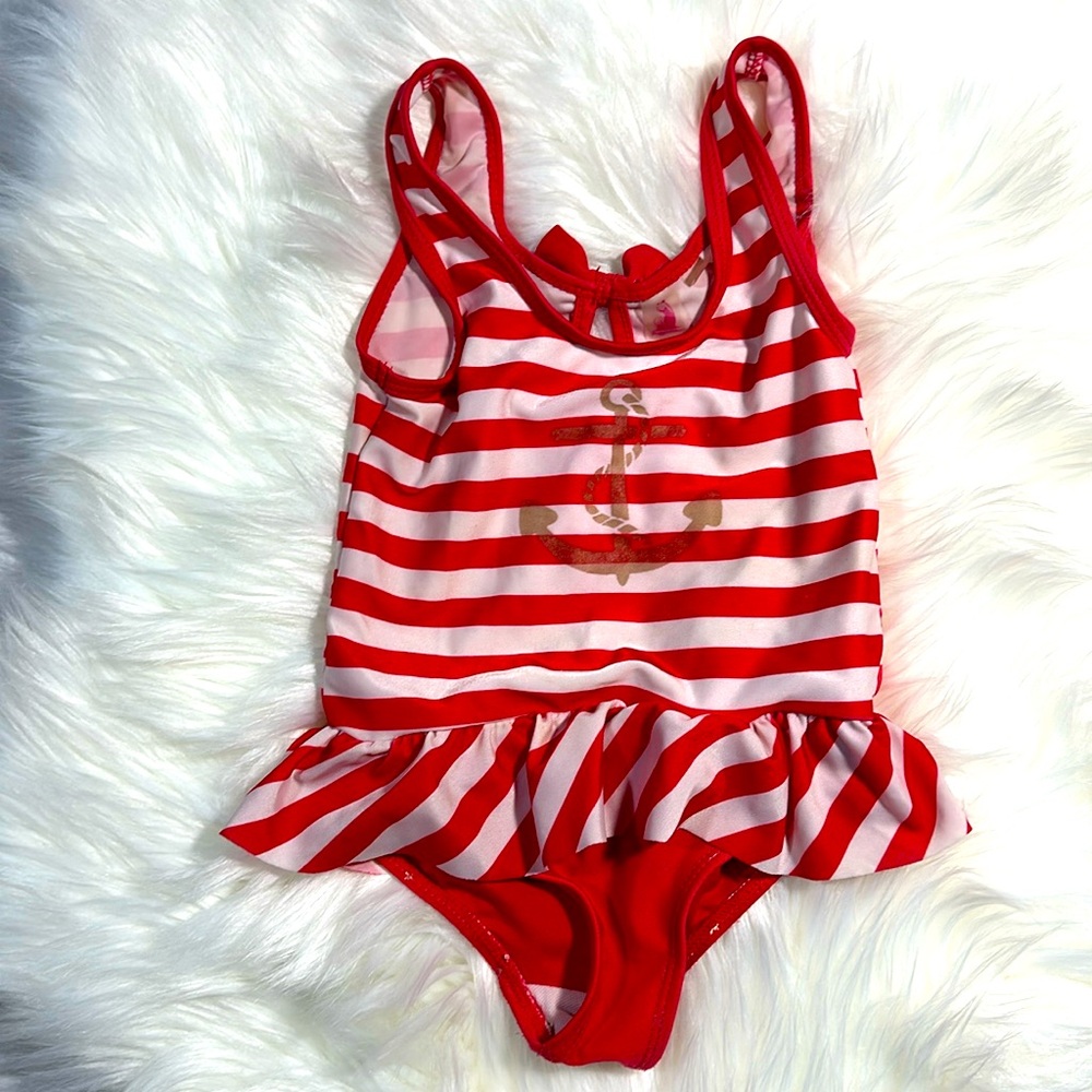Rugged Bear 3T Red Stripped Swimsuit